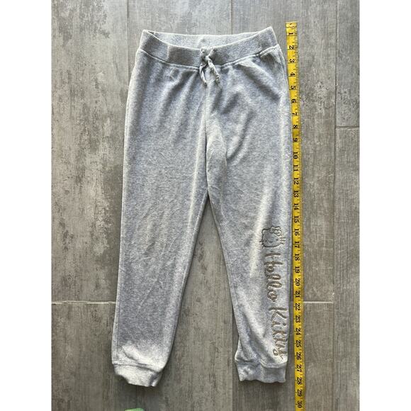 HELLO KITTY Velour Velvet Gray Gold Kids Girl Sweatpants Joggers Pants Soft 6X 6 - Picture 4 of 8